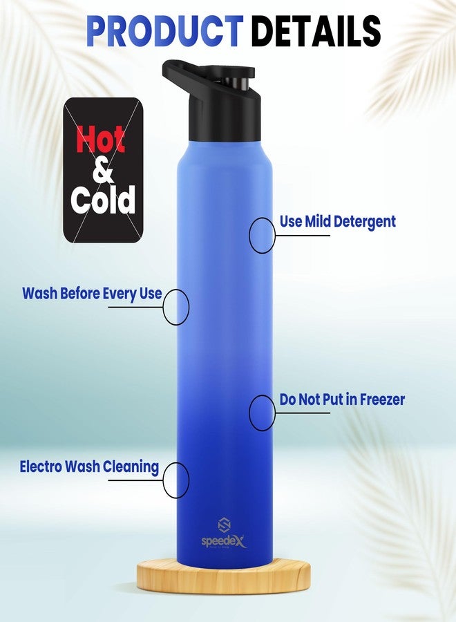 Speedex BIS Certified Stainless Steel Sports/Fridge Water Bottle 1 Ltr with Sipper Cap - 1000ml | For Home, Office, Gym, Men, Womens, Kids - Dual Blue Blue Colour - Set Of 1 - Image 4